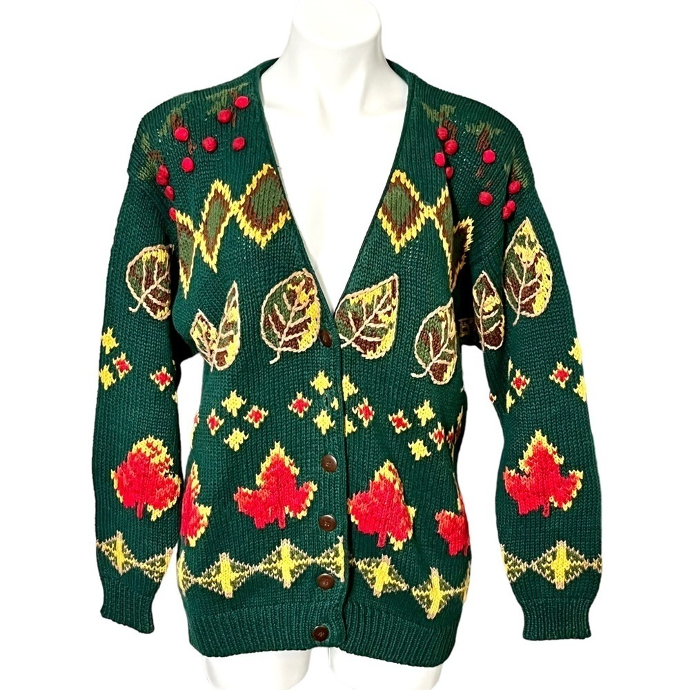 Birch Bros for Eagle’s Eye Fall Leaves Embroidered Cardigan - Picture 2 of 5